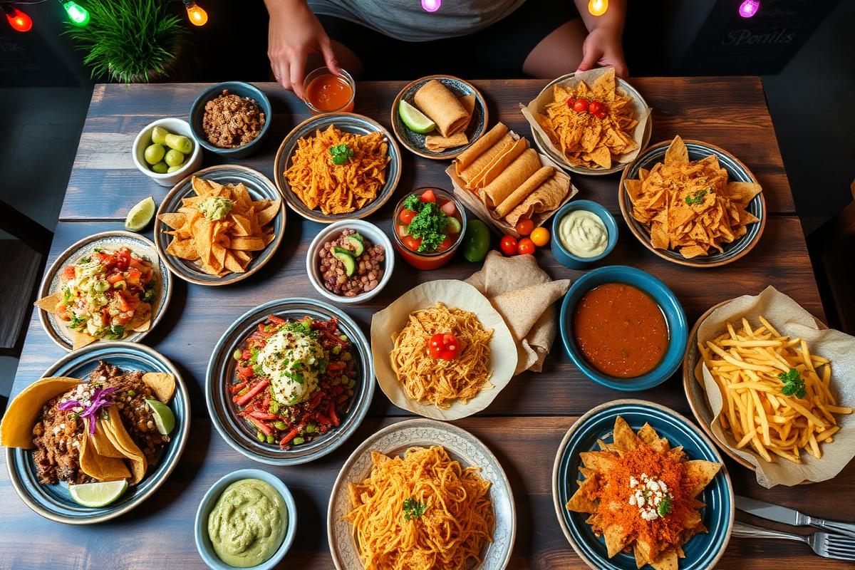Mexican food spread