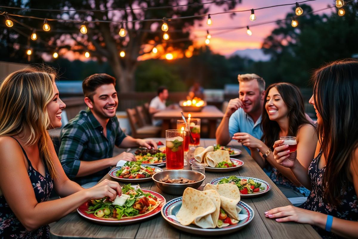 Friends at patio party